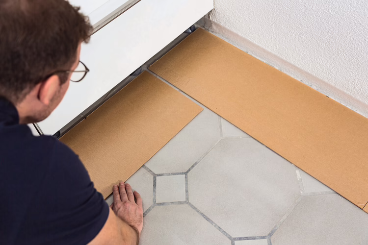 Cut a support panel to 900 mm long by 300 mm wide and install first in the first row. Install 1200 mm by 300 mm support panels adjacently. Then cut a support panel to 600 mm long by 300 mm wide and install first in the second row. Install 1200 mm by 600 mm support panels adjacently.